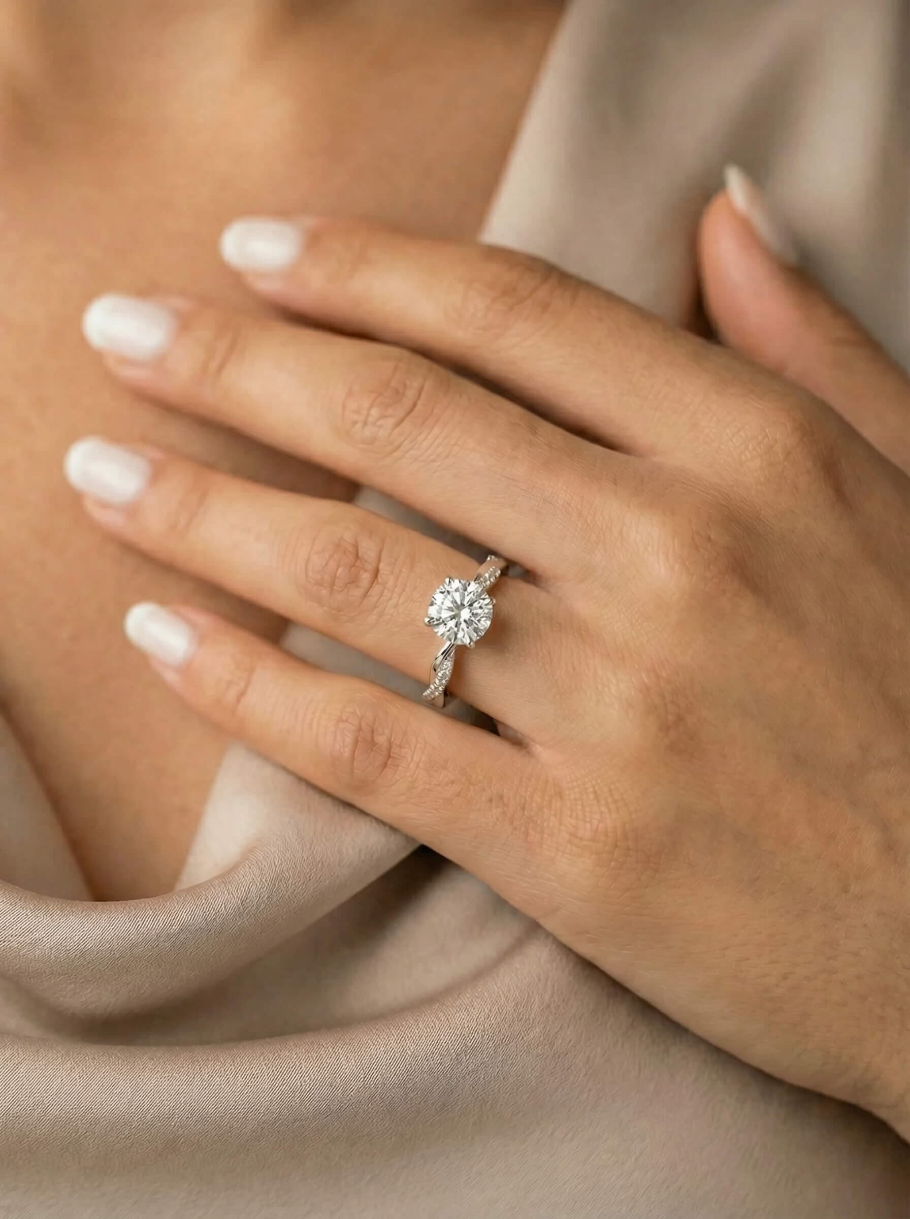 Infinity Ring on hand white gold