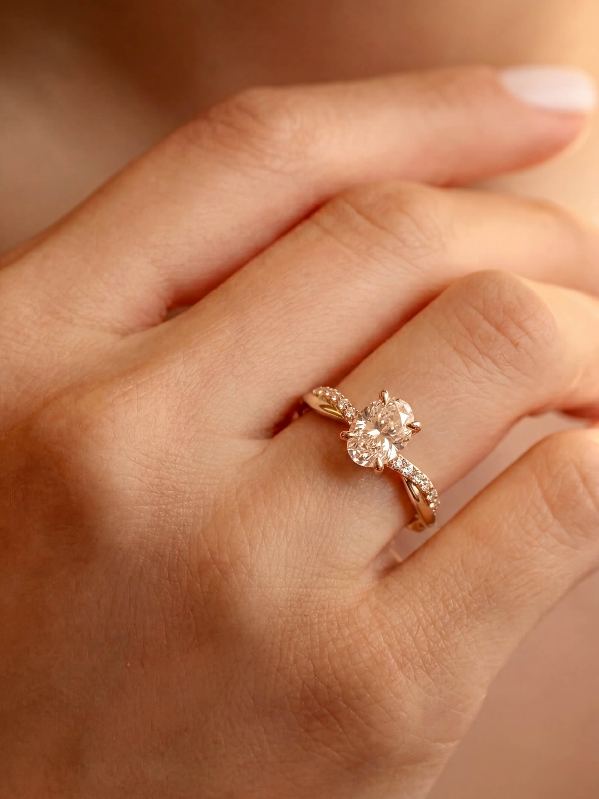 Infinity Oval Cut Ring on hand