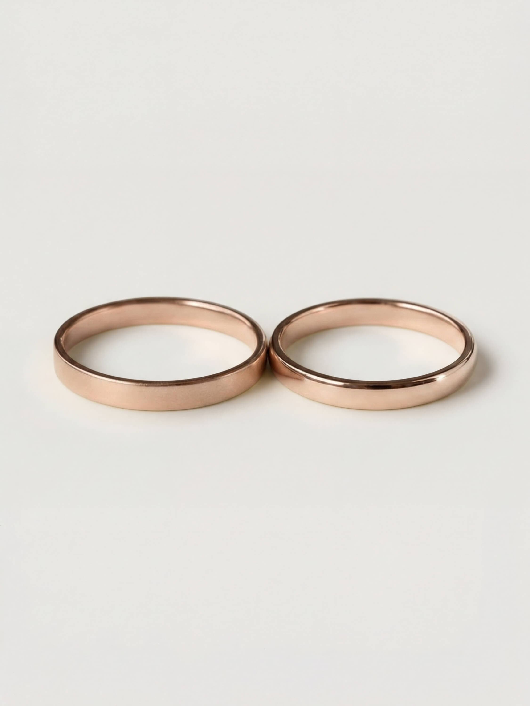 Classic Duo Wedding Rings 2mm and 3mm in Rose Gold
