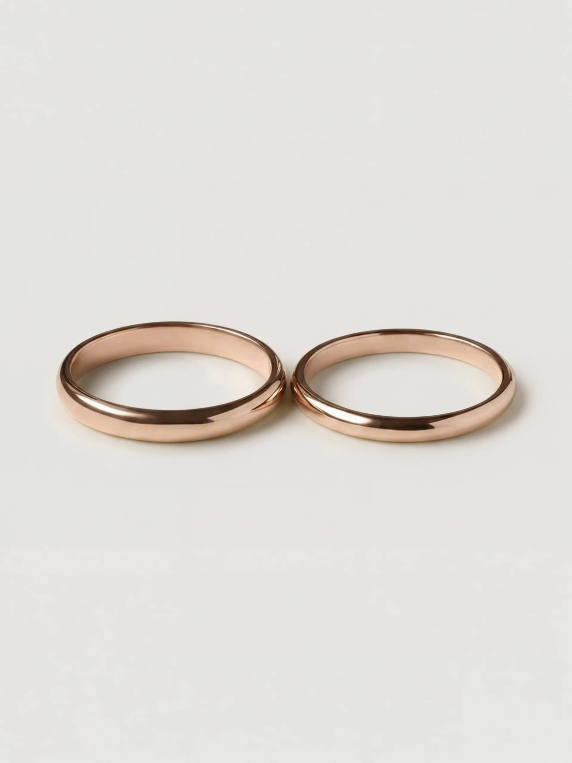 Classic hr Duo Wedding Rings 2mm and 3mm in Rose Gold