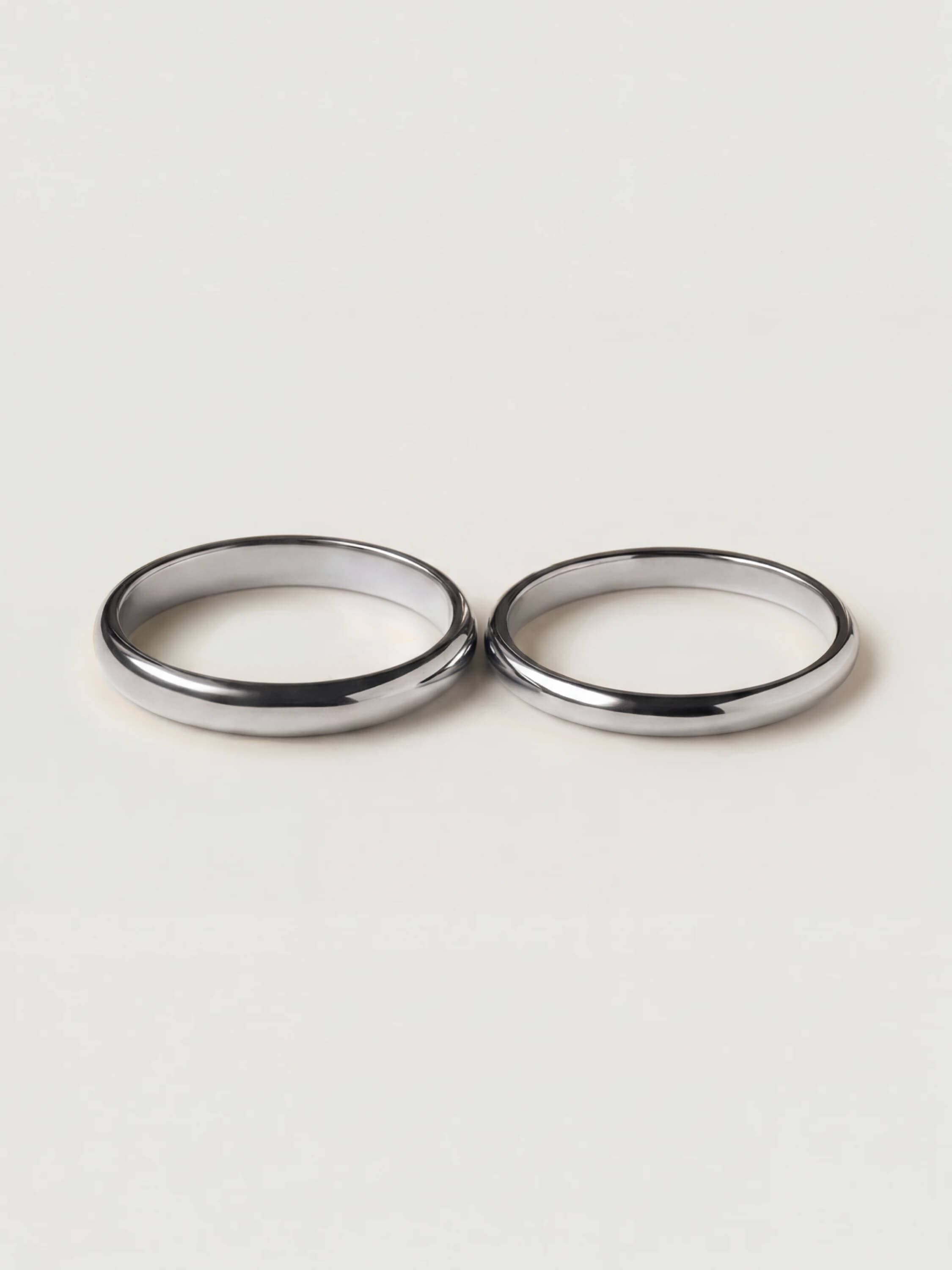 Classic hr Duo Wedding Rings 2mm and 3mm in White Gold