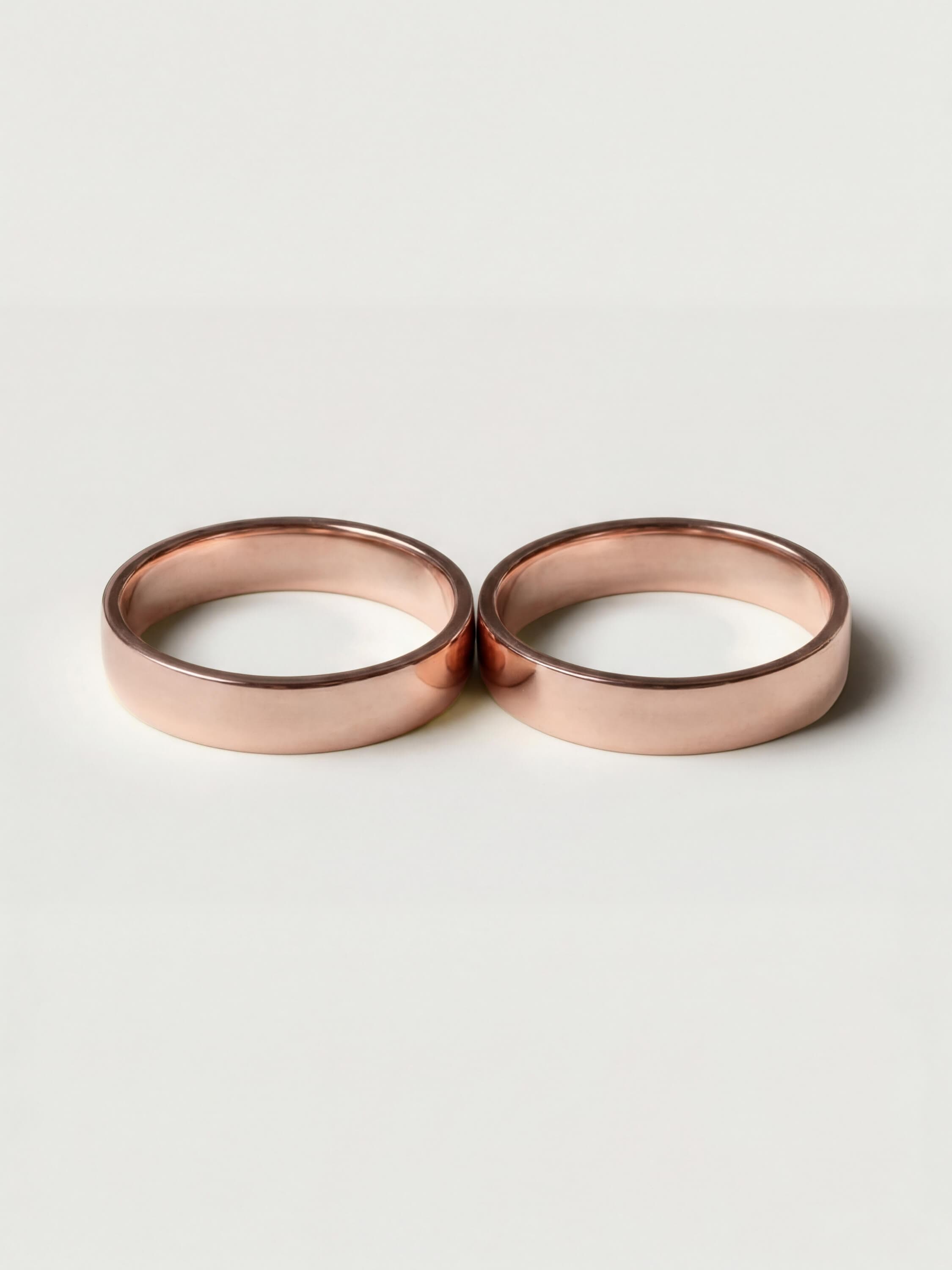 Classic 5mm duo wedding rings in rose gold