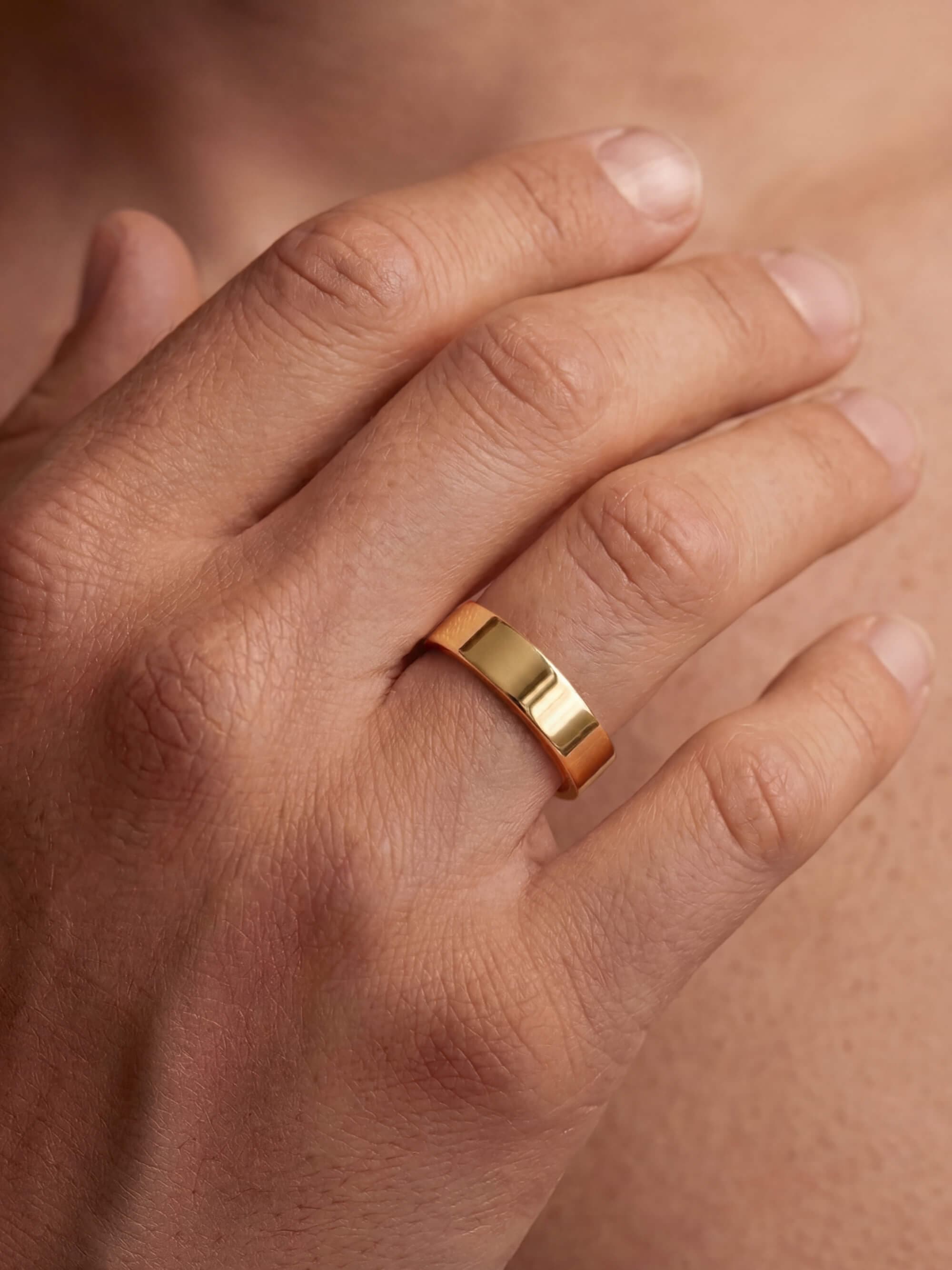 Classic 5 mm wedding ring on man's hand