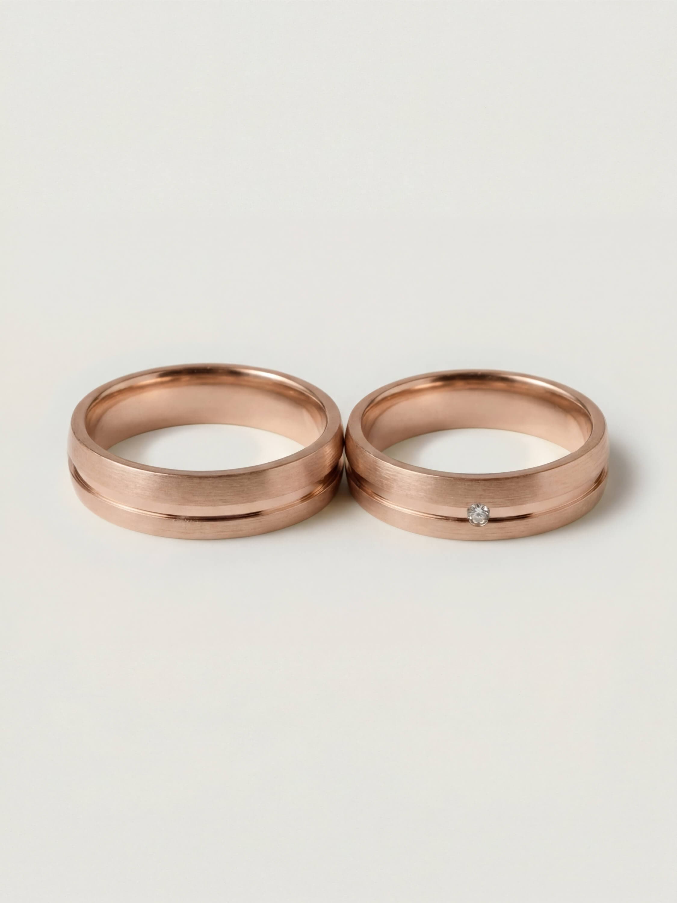 Horizon and Starlit Horizon duo wedding rings in rose gold