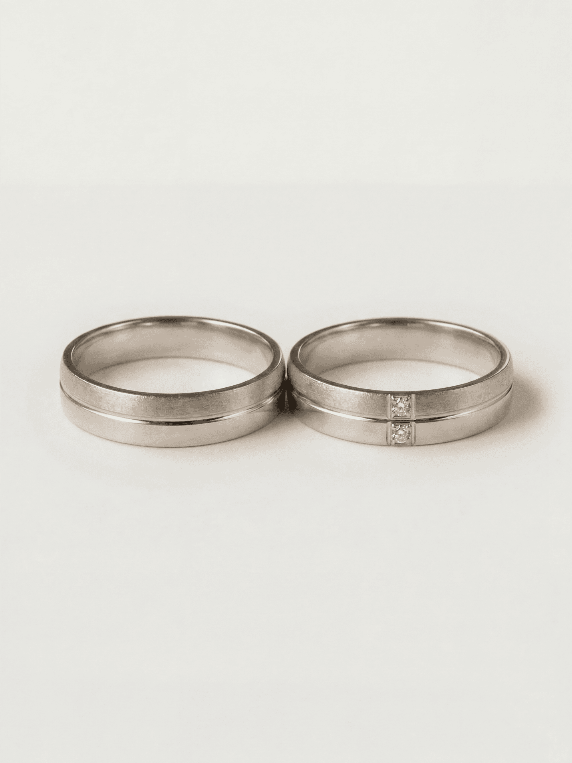 Relief and Stellar Relief duo wedding rings in white gold