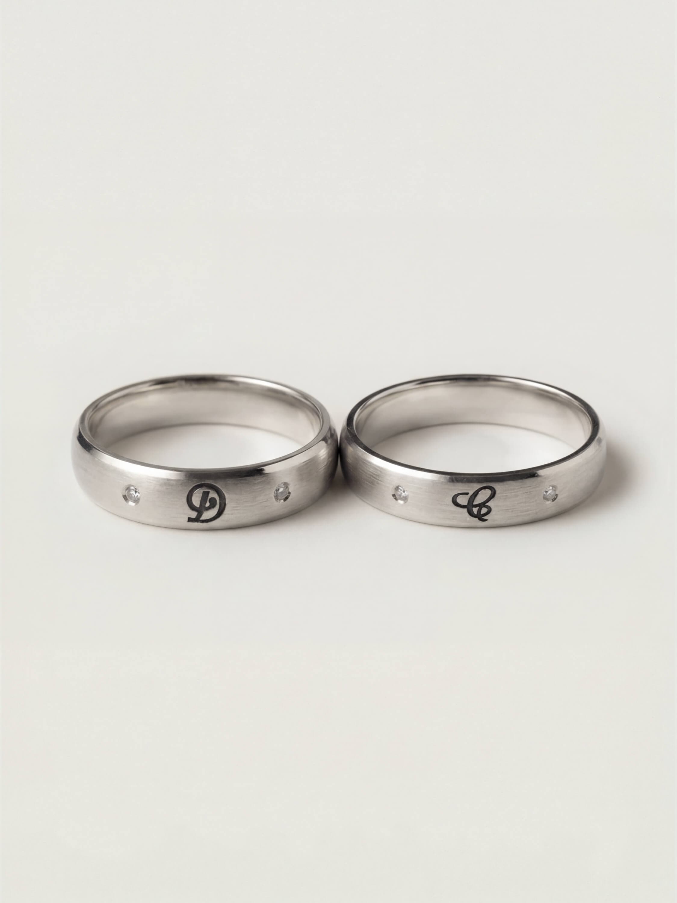 Signature duo wedding rings in white gold